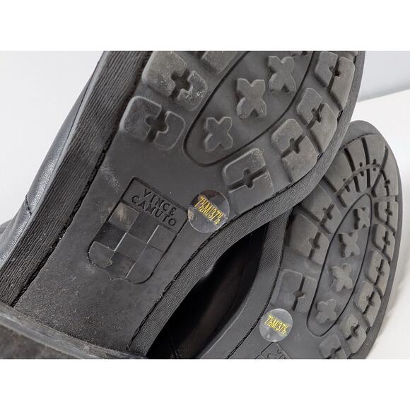 Vince Camuto Riding Boots Black Leather Gold Studded Parshell Women's Size 7.5 - Picture 8 of 9